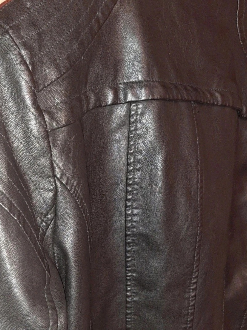 Womens Black Faux Leather Moto Jacket S/M - Picture 11 of 11